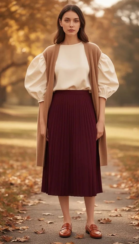 puff sleeves olive midi