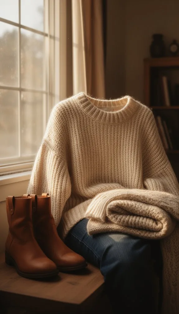 chunky sweaters jeans boots