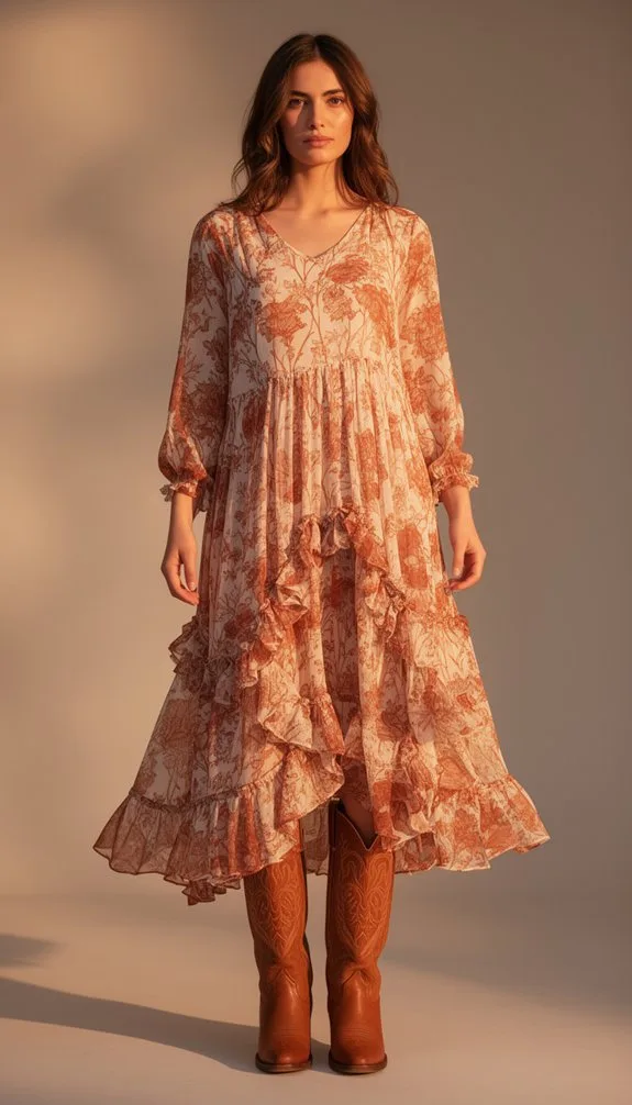 brown floral boho ensemble