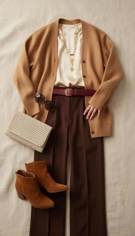 layered brown accessories elevate