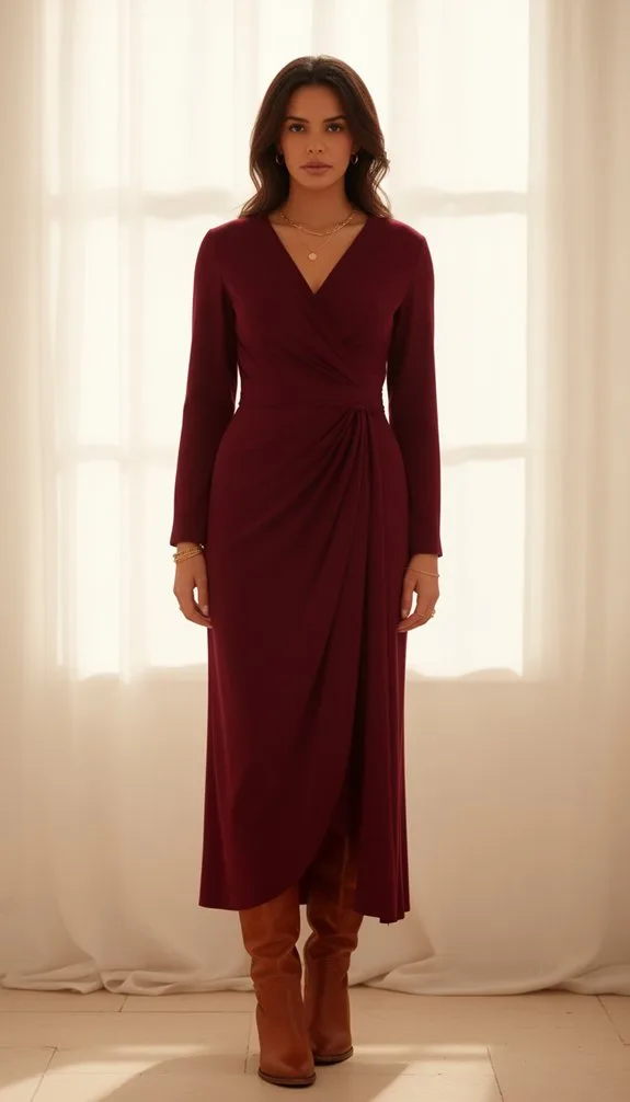 burgundy satin wrap elegance