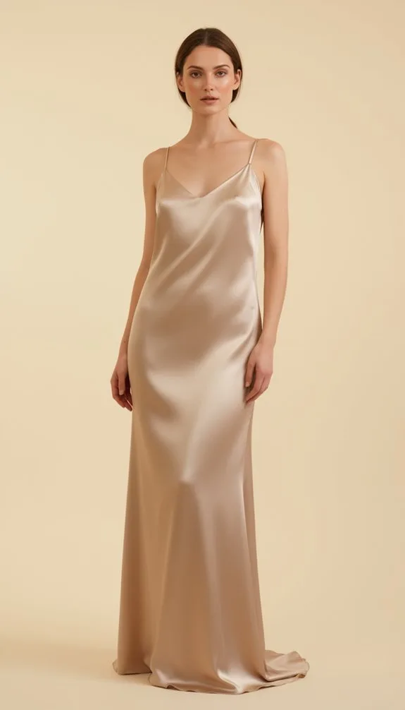 champagne satin slip dress