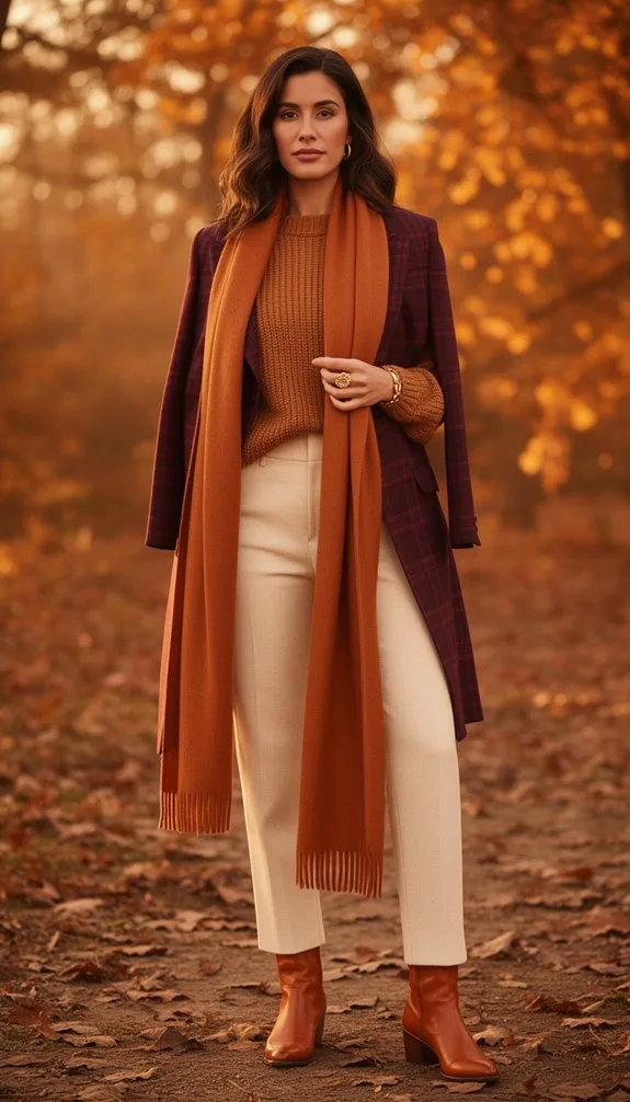 caramel knit plaid ensemble