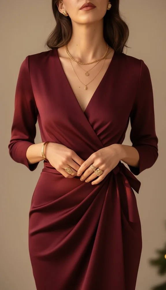 burgundy wrap gold jewelry