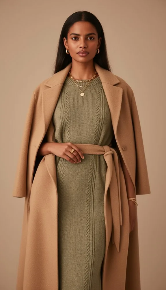 olive knit layered elegance
