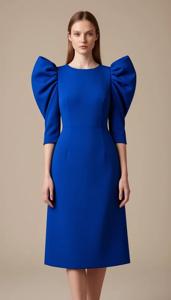 vibrant cobalt puff sleeves glamour