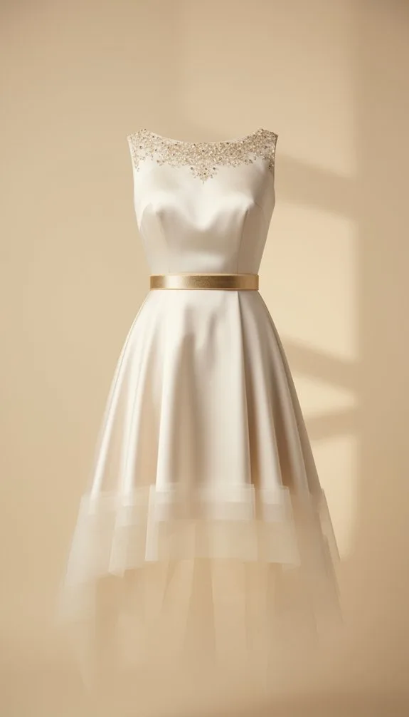 ivory and gold fit and flare