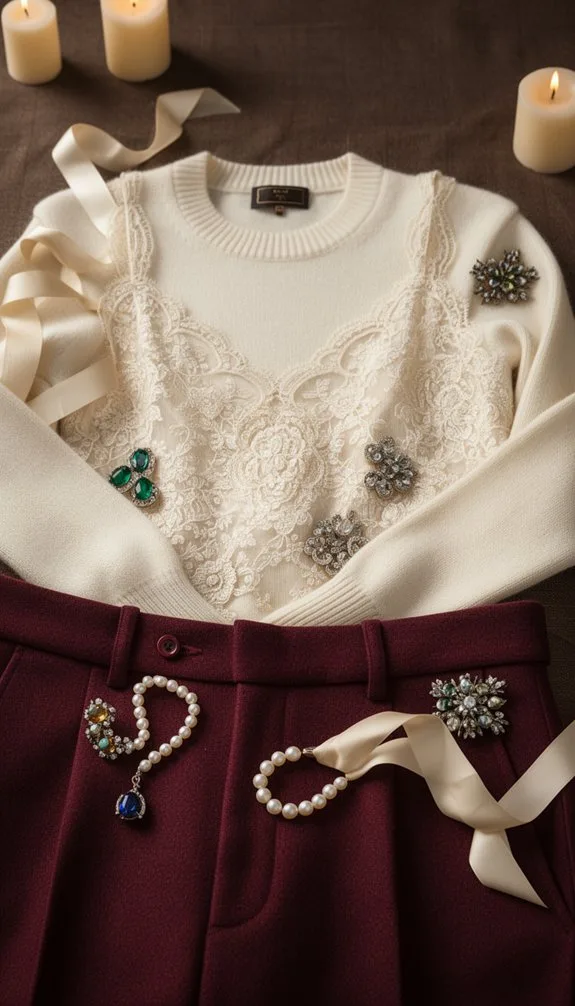 lace and knit layered elegance
