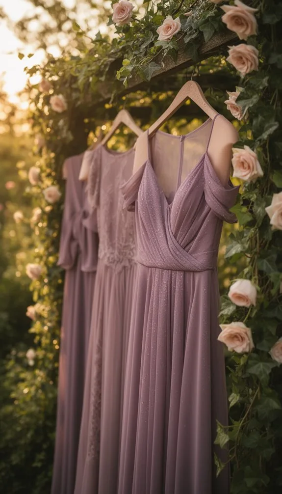 mauve cold shoulder garden elegance
