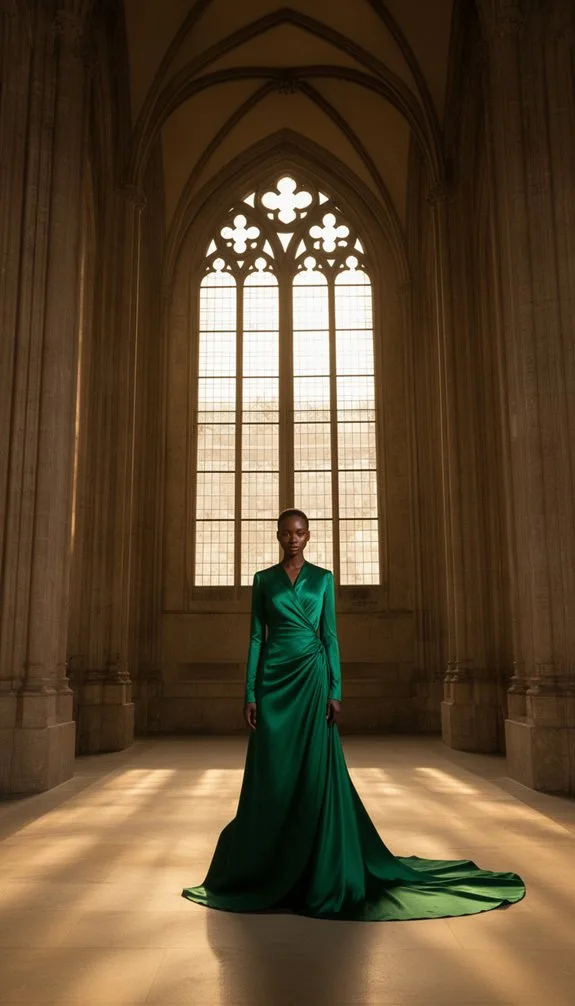 dramatic structured green wrap