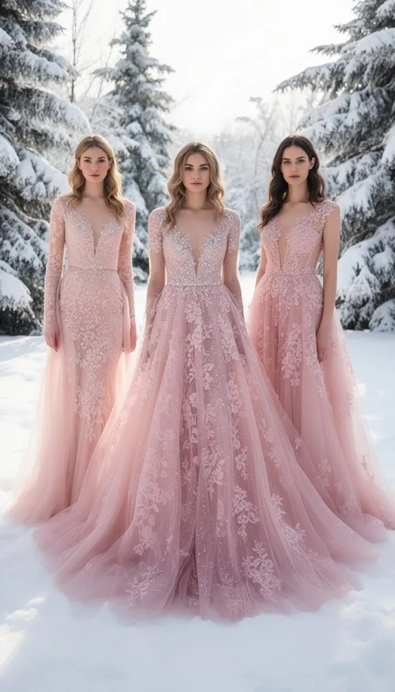 blush lace winter elegance