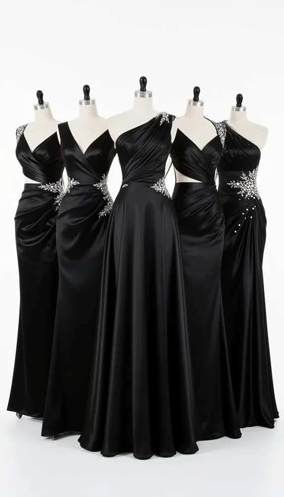 strapless black satin elegance