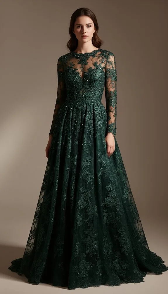 dark forest green lace
