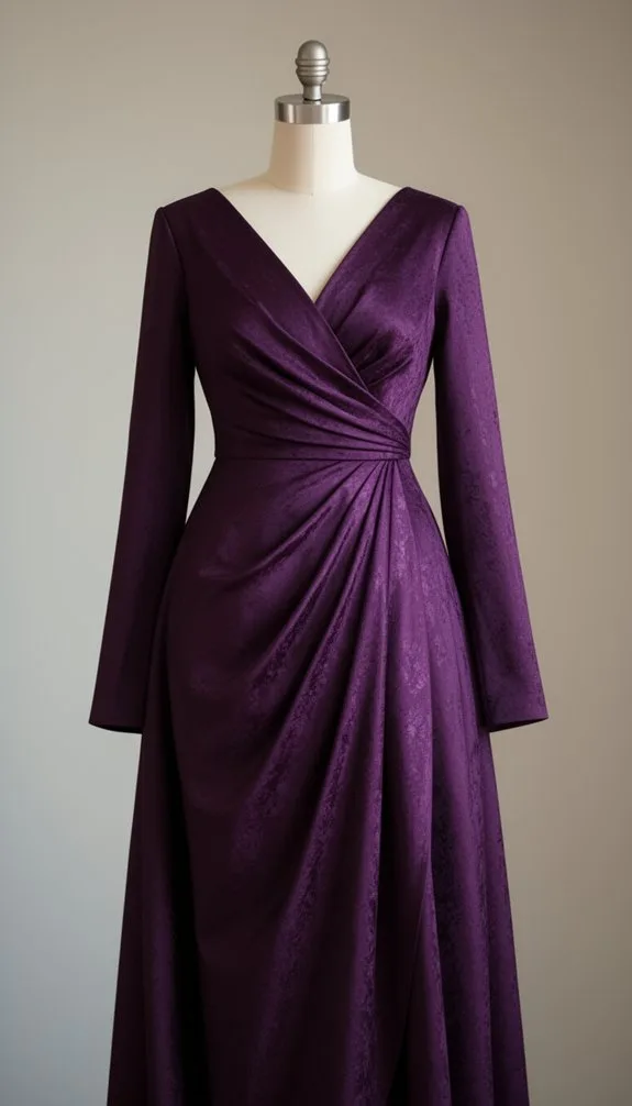 plum wrap dress with puff