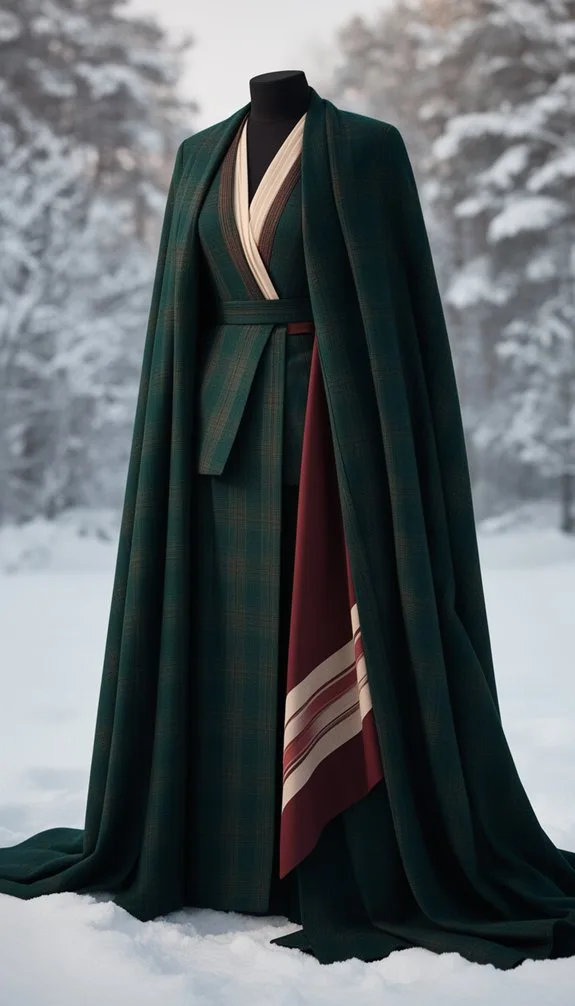 emerald satin plaid coat