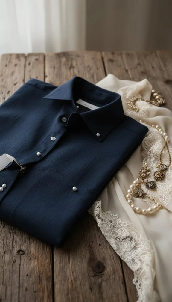 rustic navy button down elegance