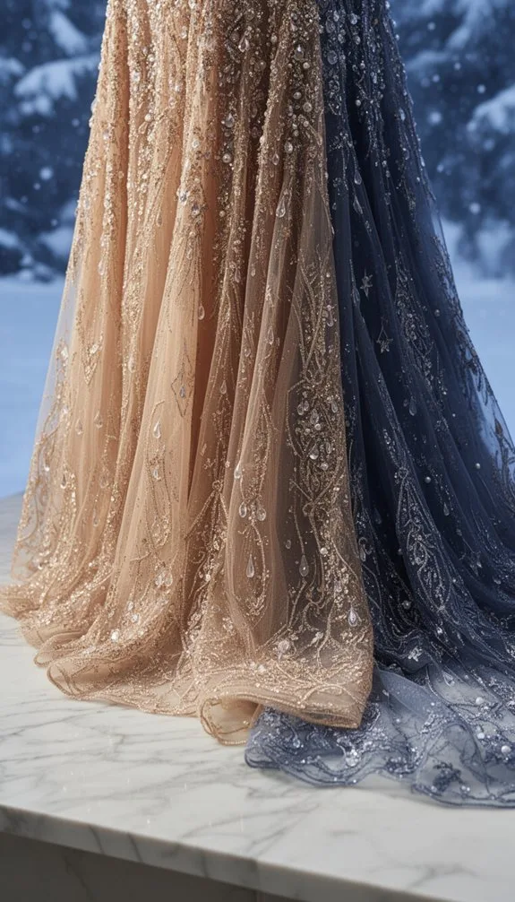 champagne sequin winter evening elegance
