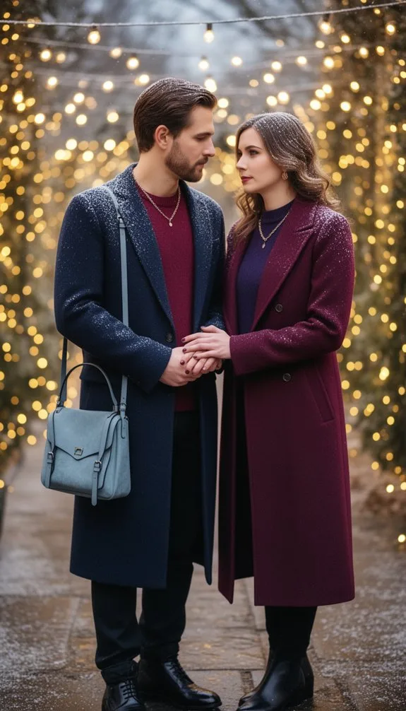 polished layered festive outfit details