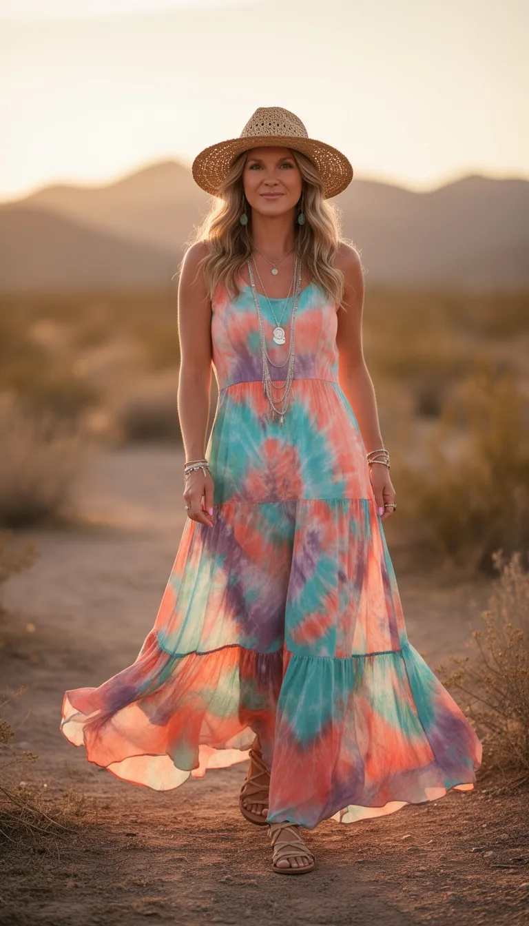 colorful boho festival maxi
