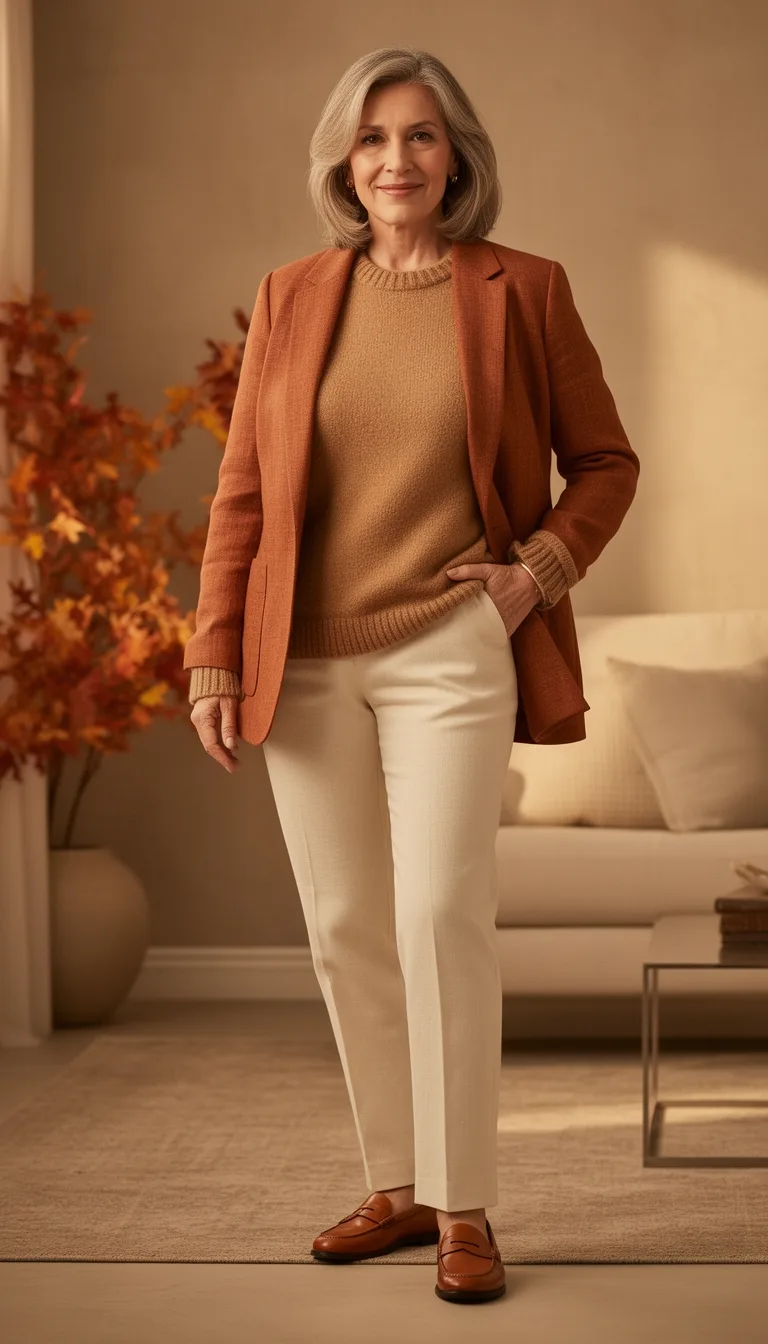 camel coat rust dress elegance