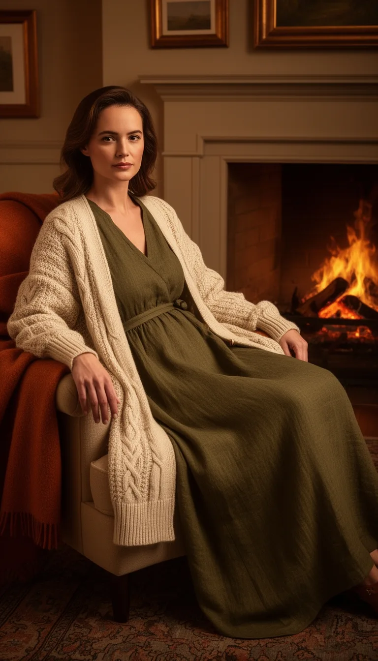 olive midi with cardigan