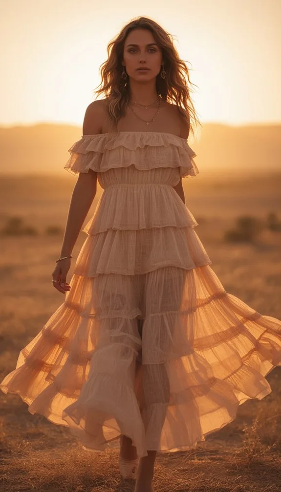 tiered off shoulder boho elegance