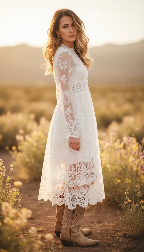 lace midi with boots