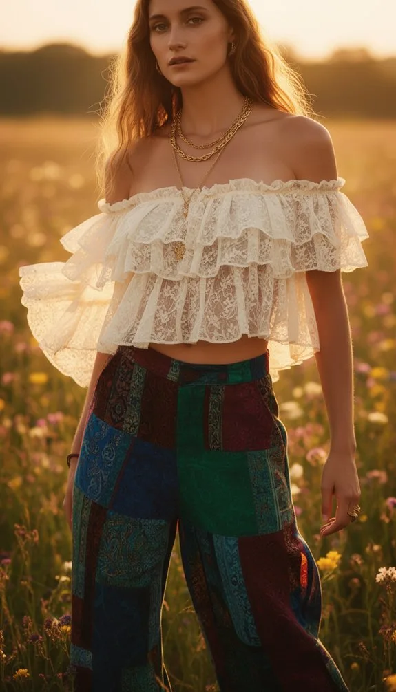 artsy cropped ruffles with patchwork