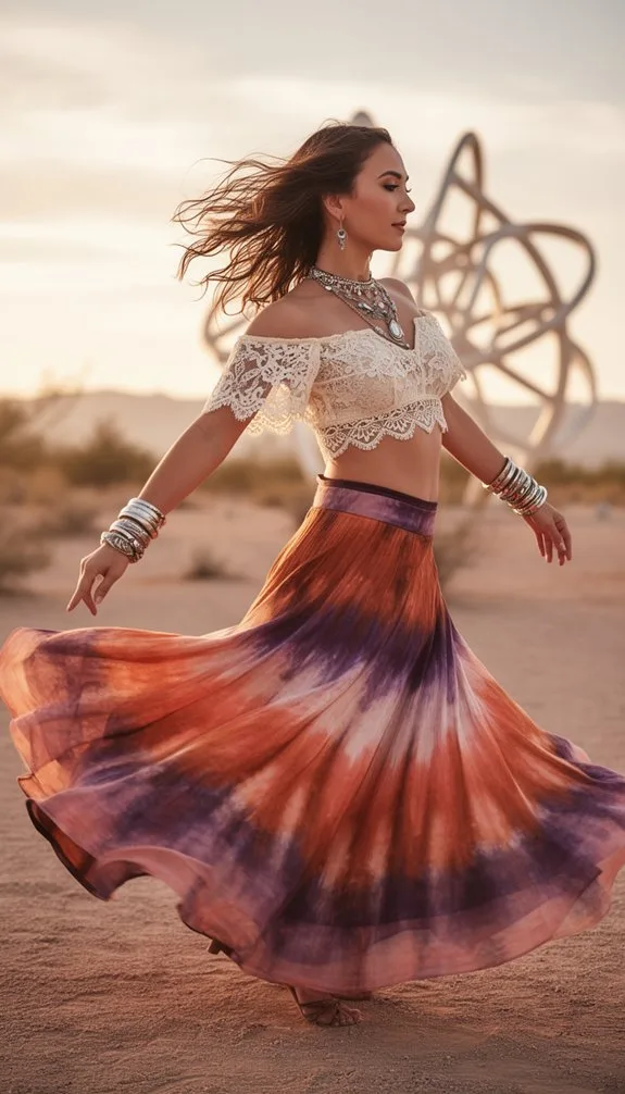 lace off shoulder tie dye