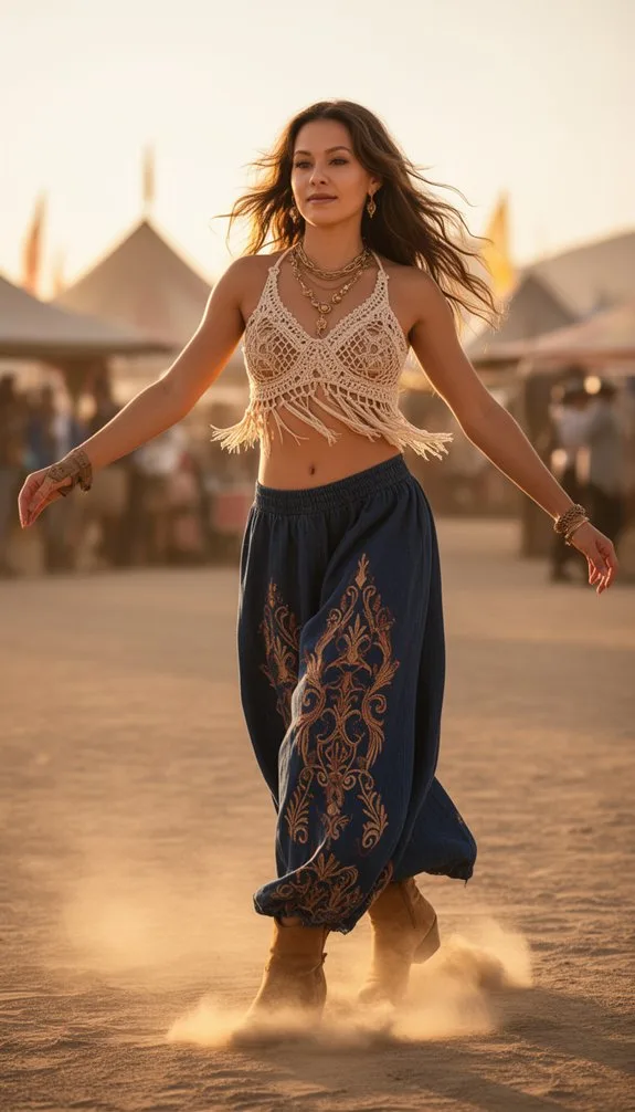 textured boho crochet ensemble