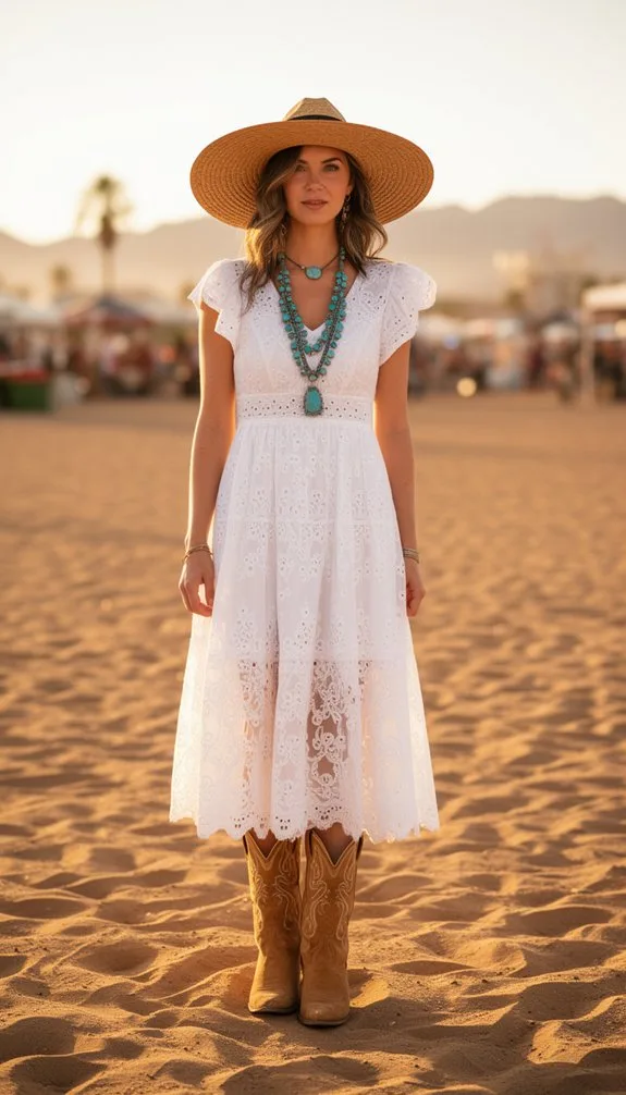 lace midi with boots