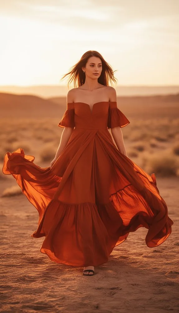 rust orange flowing structured elegance