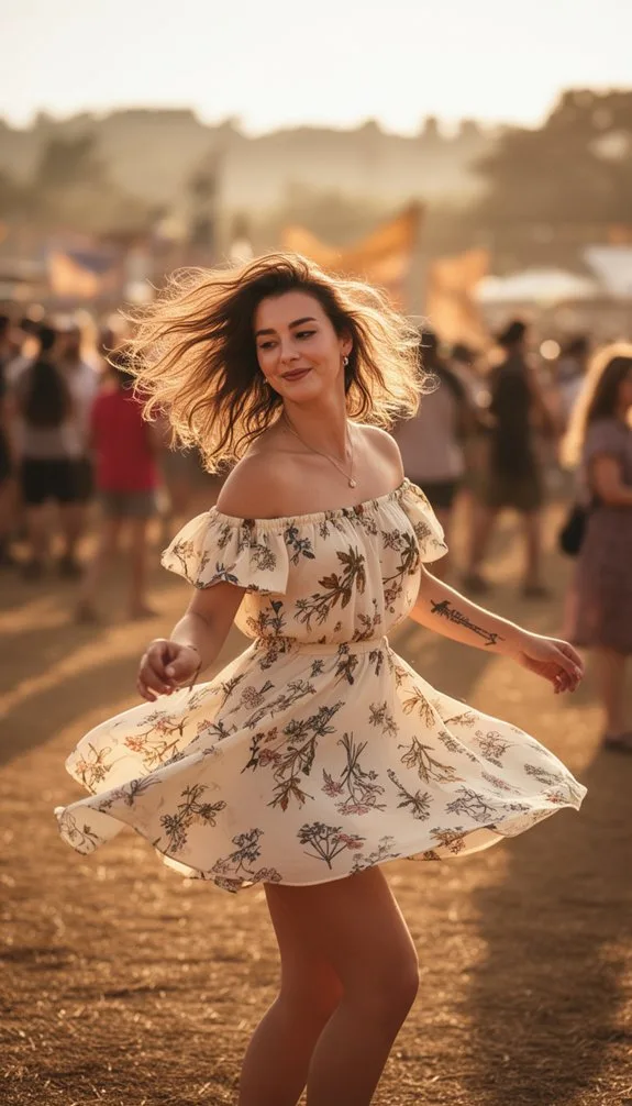 romantic boho off shoulder ensemble