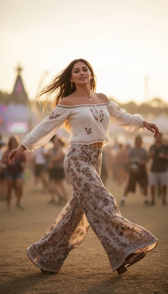 off shoulder embroidered boho ensemble
