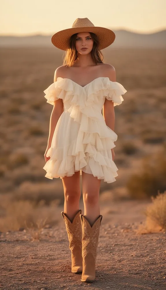cream ruffle tiered elegance