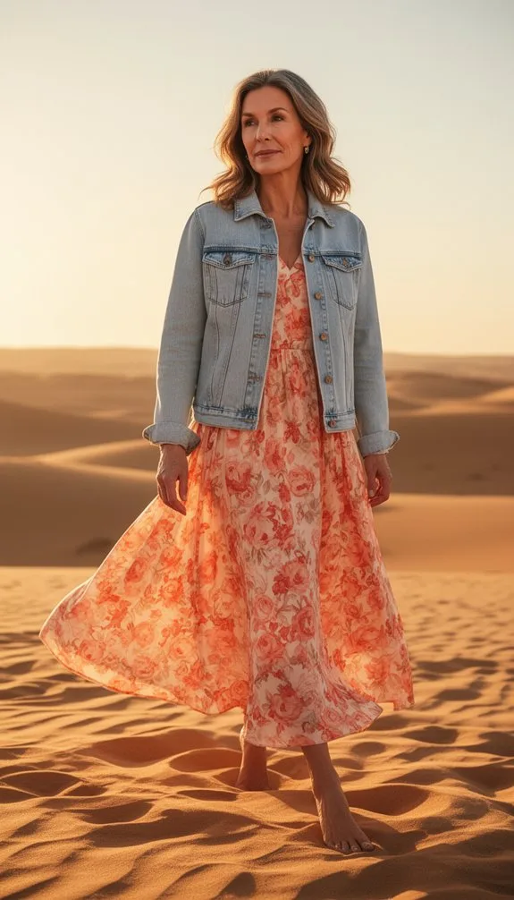 floral midi with denim