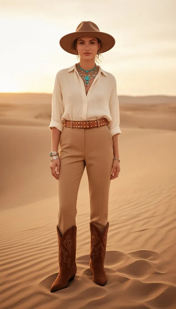 western inspired polished accessory layering