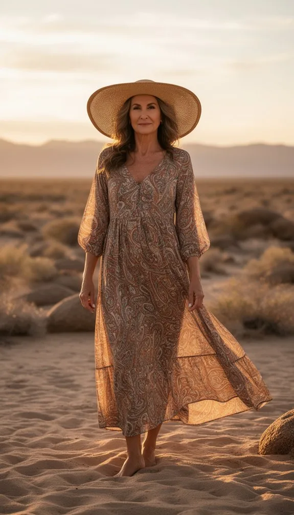 paisley midi wide brimmed hat