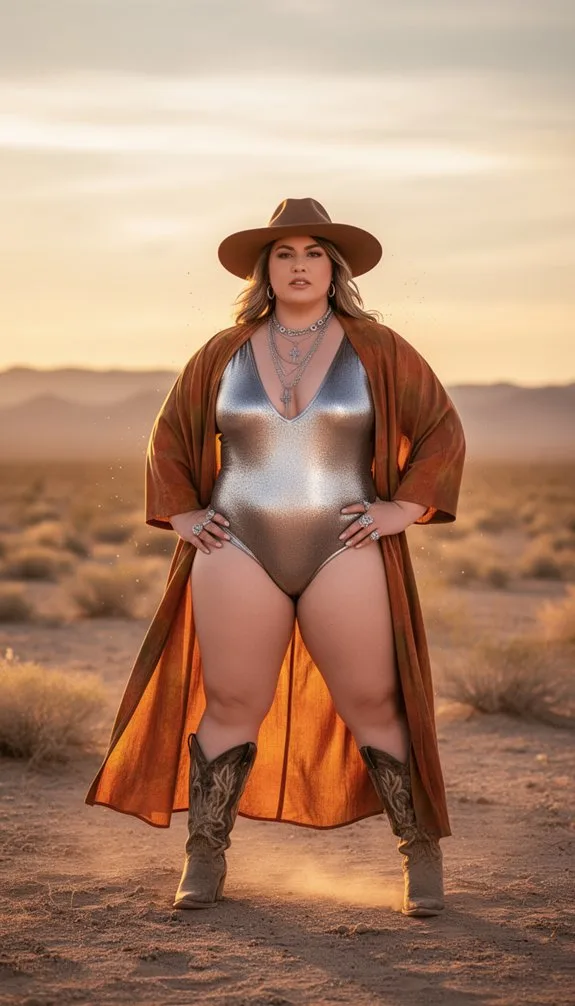 sparkling silver western festival look