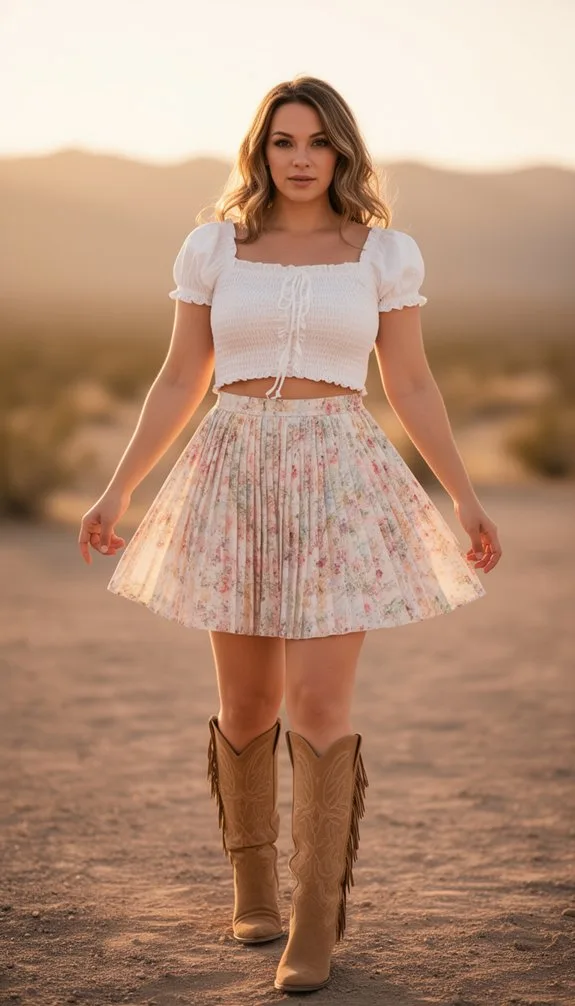 smocked crop with pleats