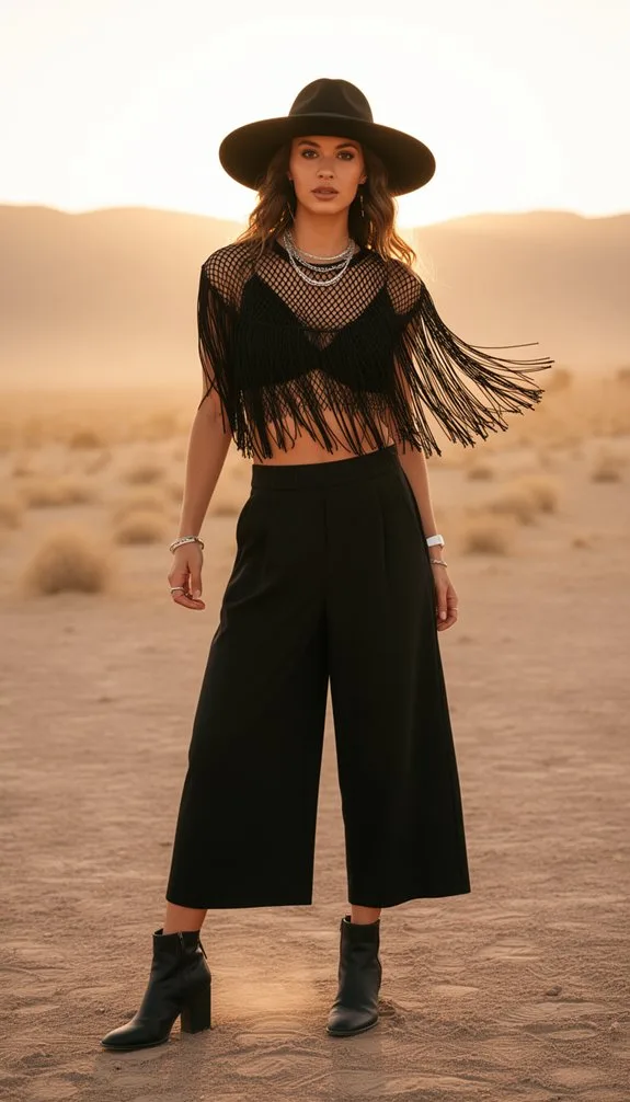 black mesh fringe ensemble