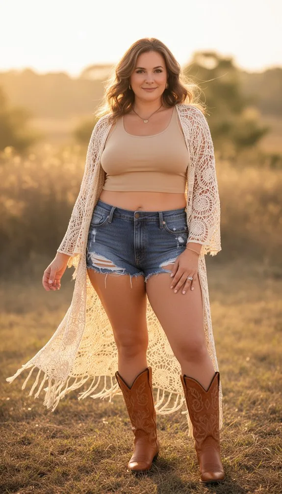 beige crop with crochet