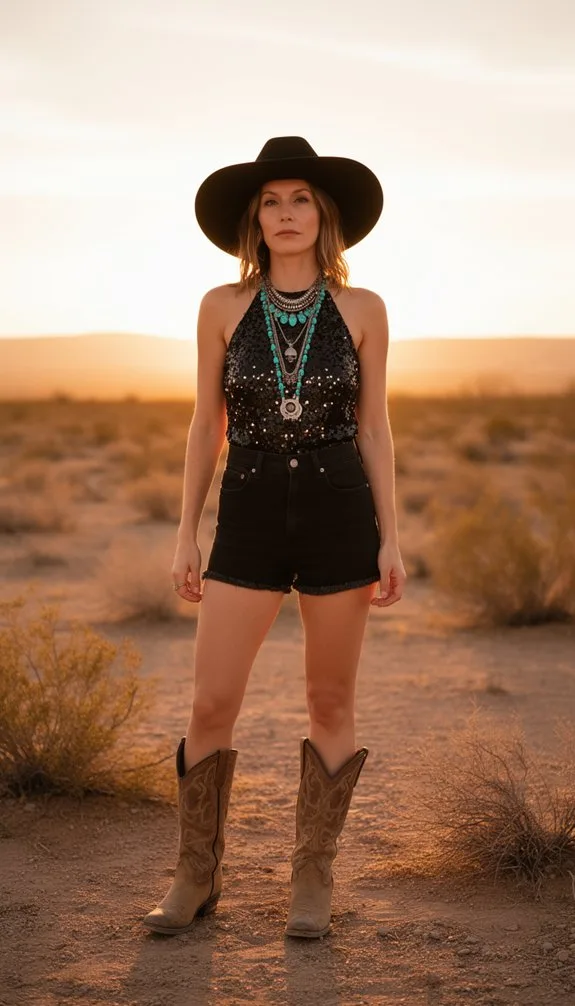 glittery halter golden hour look