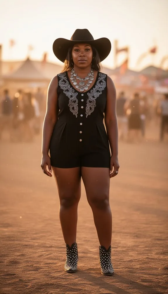 black romper silver accents