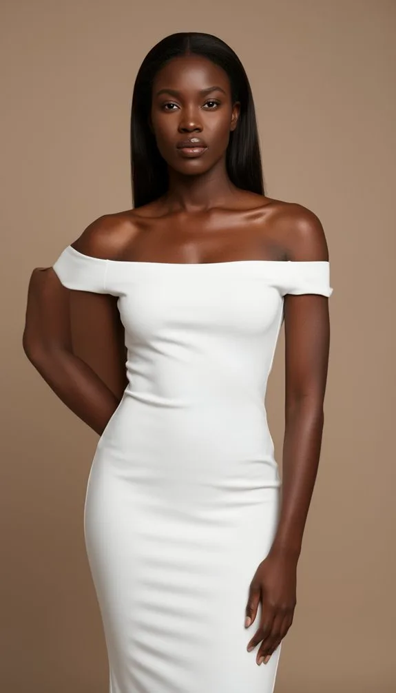 off shoulder white bodycon elegance