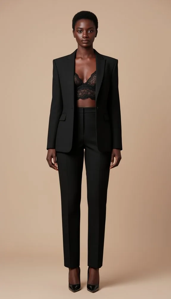 structured blazer lace bralette