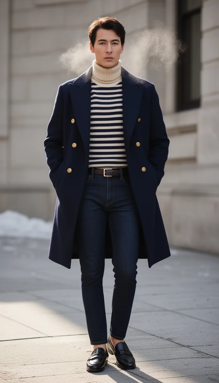 deep navy coat ensemble