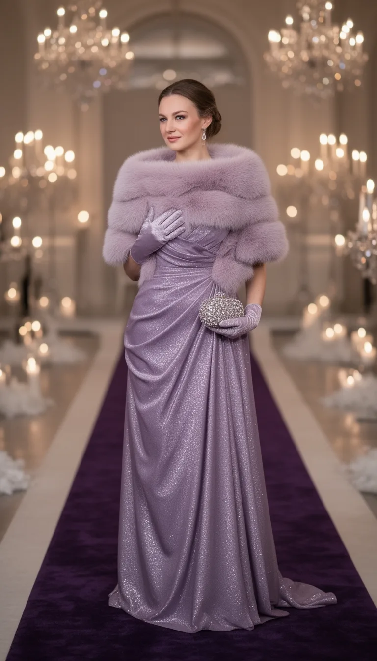 lavender shimmer faux fur glamour