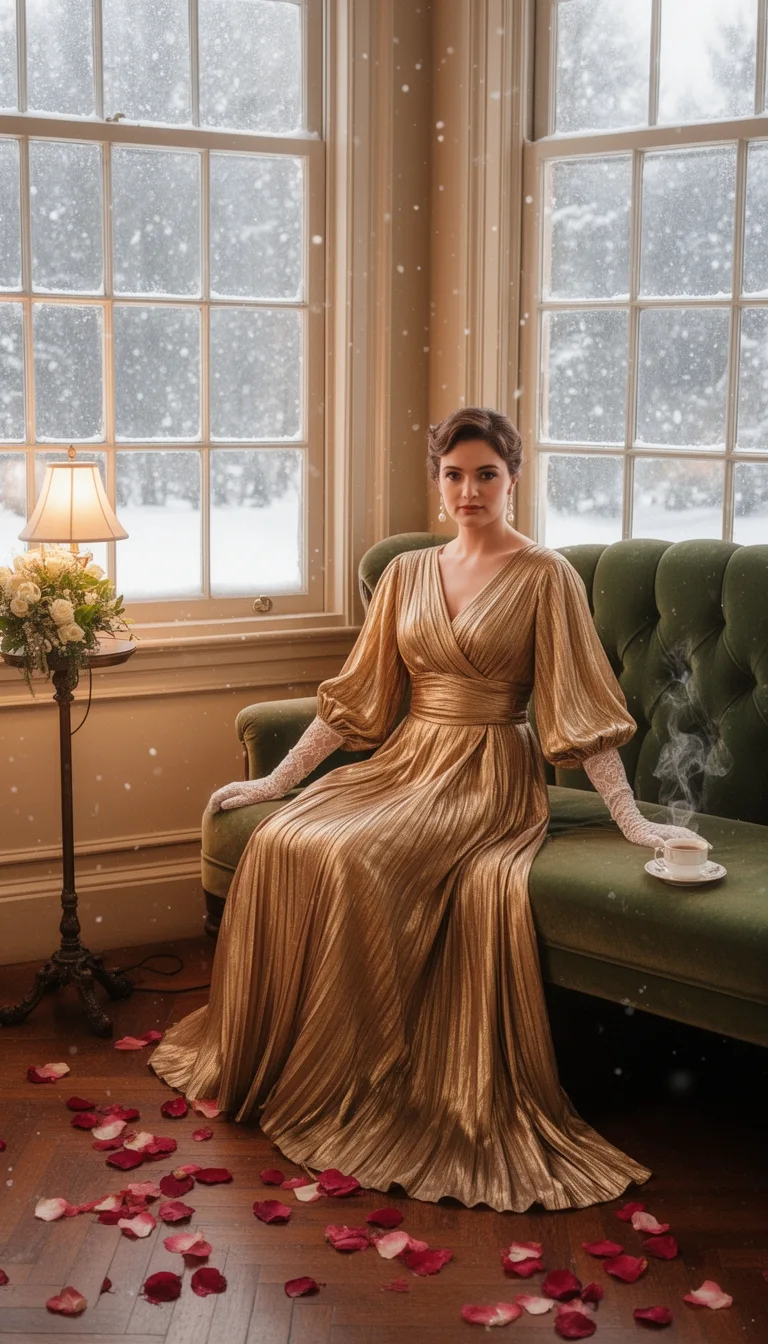 gold velvet wrap dress