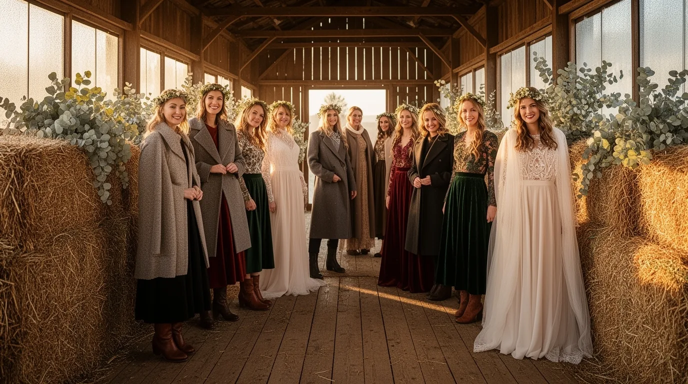 rustic elegant winter wedding attire
